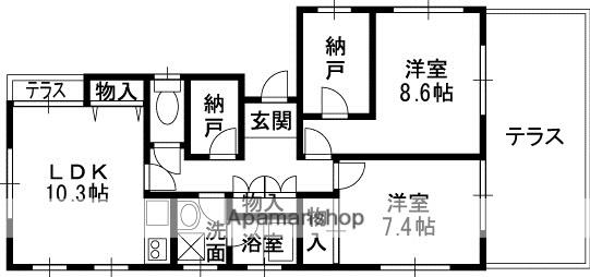 サンハイツ山本(2LDK/1階)の間取り写真