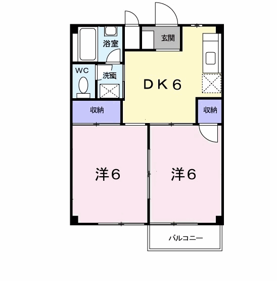 ハイツタナカⅠ(2DK/2階)の間取り写真