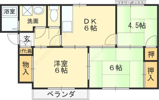 サンヴィレッジ上尾Ⅰ(3DK/2階)の間取り写真