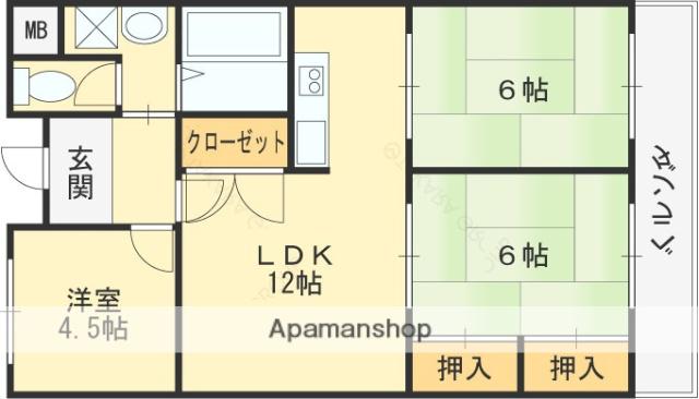 メゾンカタケ(3LDK/4階)の間取り写真