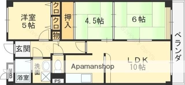 ビスタ緑ヶ丘(3LDK/4階)の間取り写真