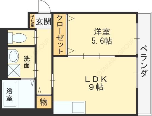 ユニヴァリィ オリゼ-(1LDK/1階)の間取り写真