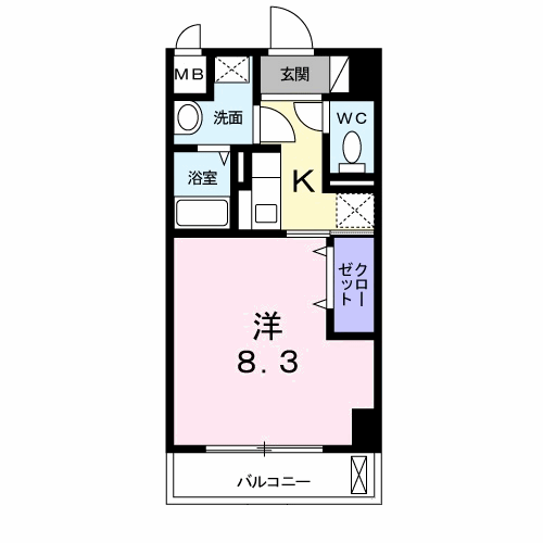 スペチアーレ 桜ヶ丘(1K/1階)の間取り写真