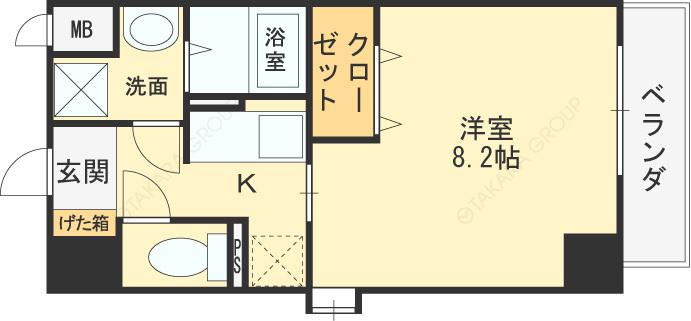 スペチアーレ 桜ヶ丘(1K/7階)の間取り写真