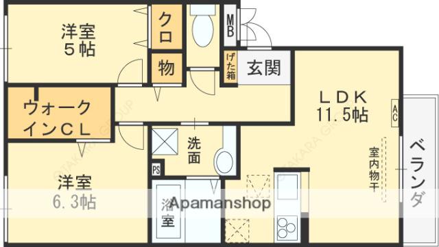 プロスペリテ(2LDK/2階)の間取り写真