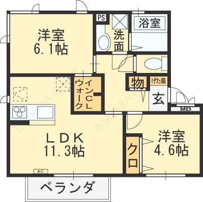 クレールメゾン(2LDK/3階)の間取り写真
