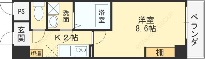 ルミエール久宝寺Ⅰ(1K/6階)の間取り写真