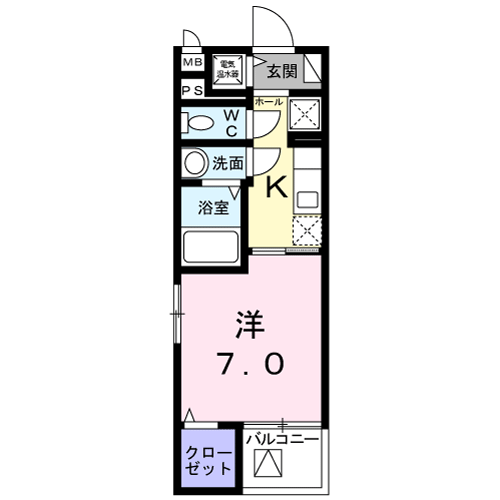 シェモワ 八尾(1K/2階)の間取り写真