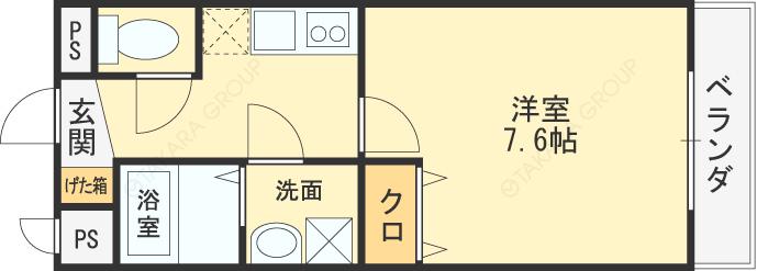 ルミエール久宝寺Ⅱ(1K/5階)の間取り写真