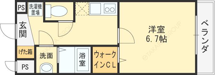 ルミエール久宝寺Ⅱ(1K/3階)の間取り写真