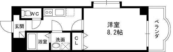 ルミエール八尾Ⅱ(1K/4階)の間取り写真