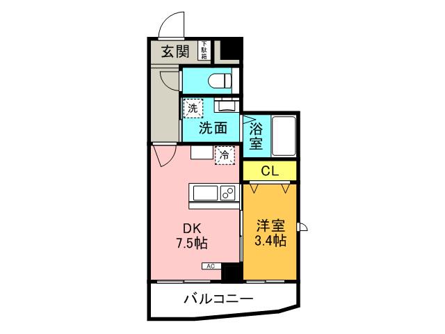 シェ・モア・グランデ西宮(1DK/3階)の間取り写真