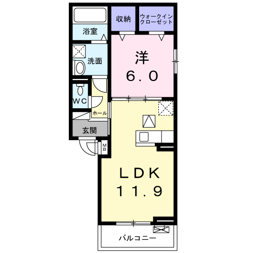 コンフォートしき(1LDK/1階)の間取り写真