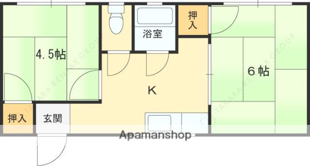 若草ハイツ(2DK/2階)の間取り写真