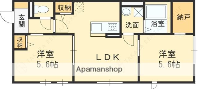 グランドソレーユ東山本Ⅴ(2LDK/1階)の間取り写真
