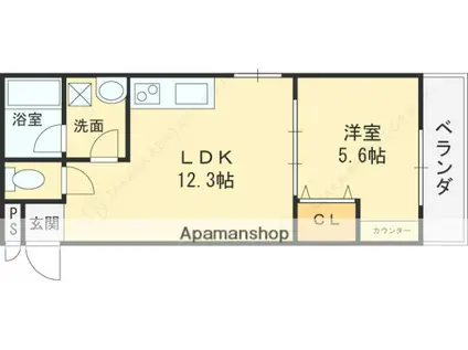 駅前つばきハイツ(1LDK/1階)の間取り写真