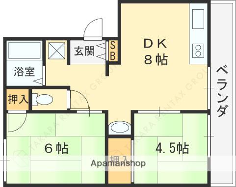フジイハイツA棟(2DK/1階)の間取り写真