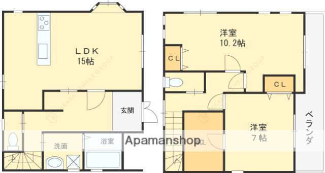 近鉄大阪線 河内山本駅 徒歩14分 2階建 築15年(2LDK)の間取り写真