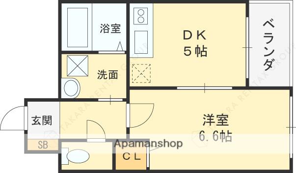 フウキパレス山本(1DK/2階)の間取り写真