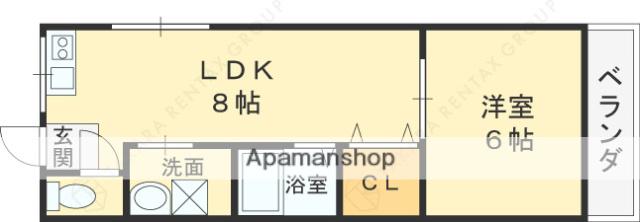 ソレイユ住道(1LDK/2階)の間取り写真