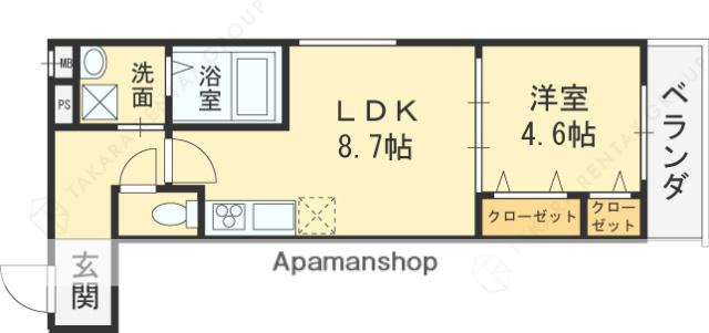 フジパレス高井田Ⅱ番館(1LDK/1階)の間取り写真
