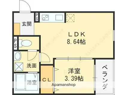 FSTYLE大蓮北2号館(1LDK/2階)の間取り写真