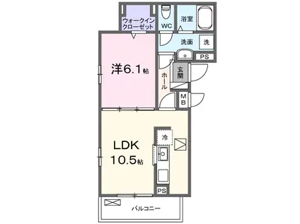 トレ ペコレ(1LDK/1階)の間取り写真