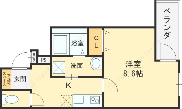 フジパレス弥刀Ⅱ番館(1K/3階)の間取り写真