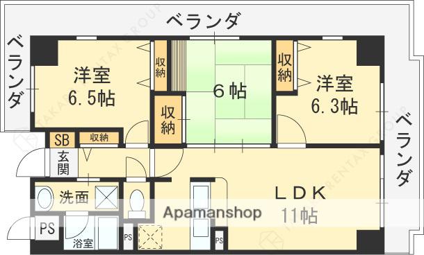ルキア国分(3LDK/6階)の間取り写真