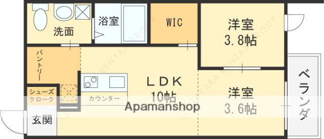 STAY THE HOUSE河内国分(2LDK/2階)の間取り写真