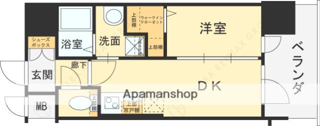 エステムコート大阪プリューム(1DK/15階)の間取り写真