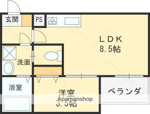 ALEGRIA道明寺Ⅱ(1LDK/2階)の間取り写真