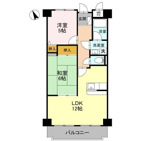 サニーコート浅井(2LDK/3階)の間取り写真