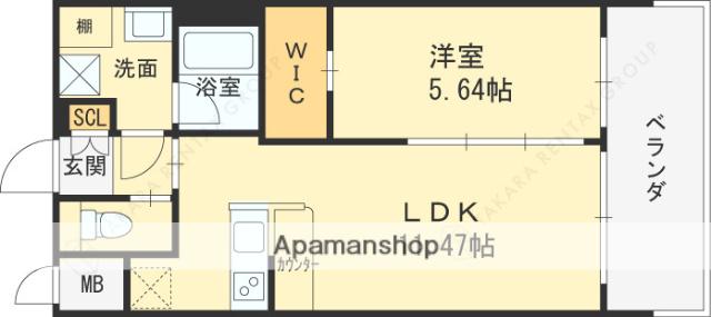 プレジオさくら夙川(1LDK/4階)の間取り写真