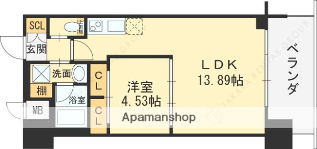 プレジオ永和ASIAN(1LDK/13階)の間取り写真