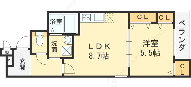 フジパレス加美駅南Ⅰ番館(1LDK/3階)の間取り写真