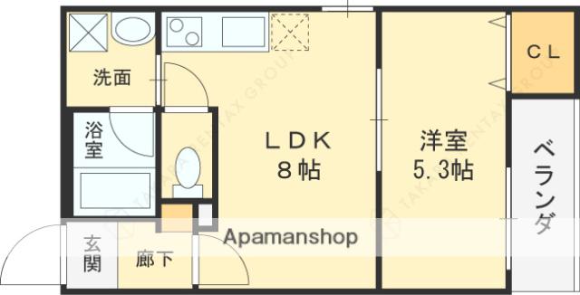 ALEGRIA平野本町Ⅱ(1LDK/1階)の間取り写真