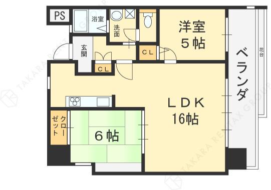 清川6番館(2LDK/2階)の間取り写真