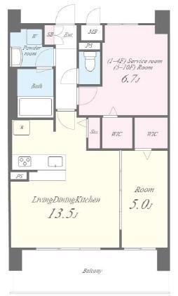 ディエスベアティ久宝寺口(1SLDK/2階)の間取り写真