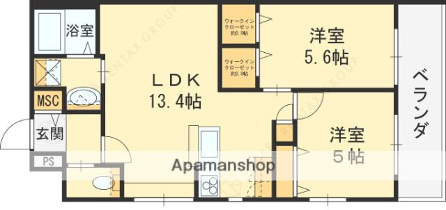 へーベルスパーク(2LDK/1階)の間取り写真