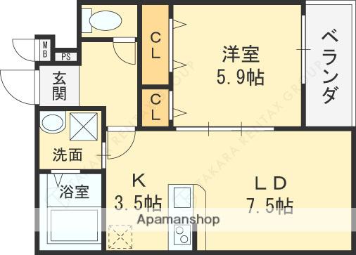 フジパレス教興寺三丁目2(1LDK/2階)の間取り写真