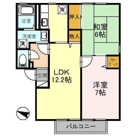 エトワールコートB棟(2LDK/1階)の間取り写真