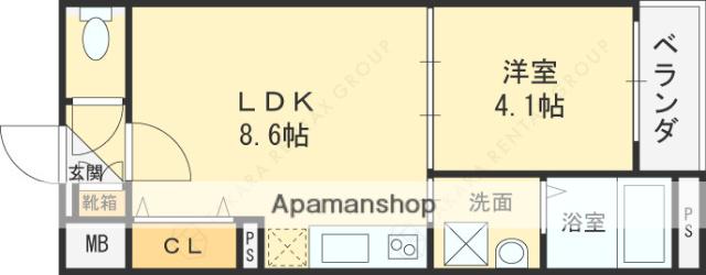 1ER CAMELLIA(1LDK/2階)の間取り写真