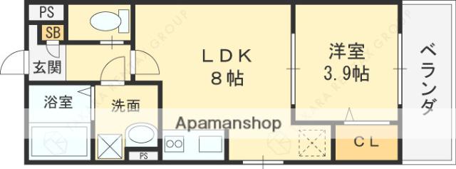 REGIES八尾高安(1LDK/1階)の間取り写真
