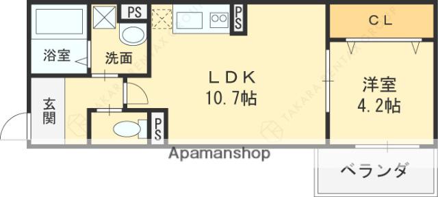 REGIES八尾高安(1LDK/3階)の間取り写真