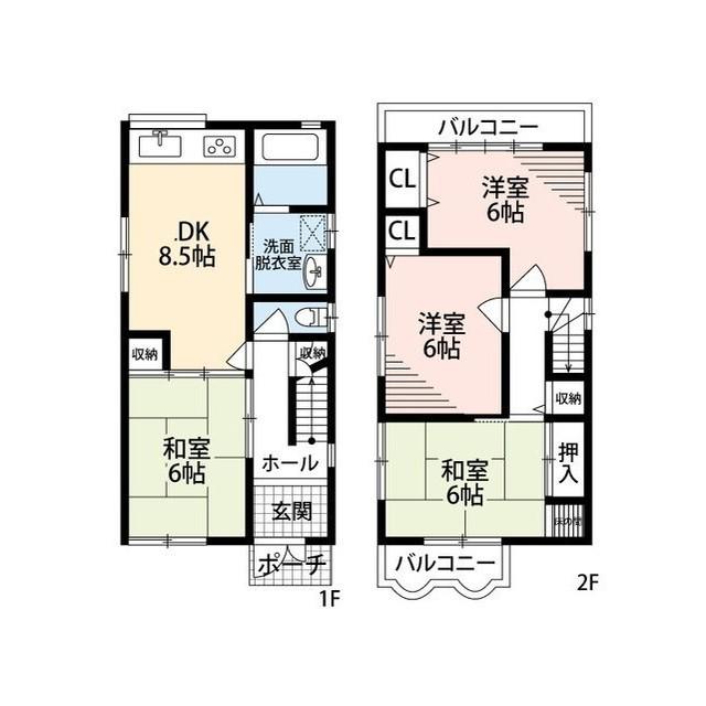 近鉄大阪線 高安駅 徒歩16分 2階建 築26年(4DK)の間取り写真