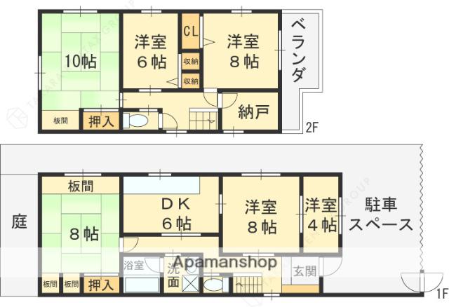 近鉄大阪線 近鉄八尾駅 徒歩9分 2階建 築46年(6DK)の間取り写真
