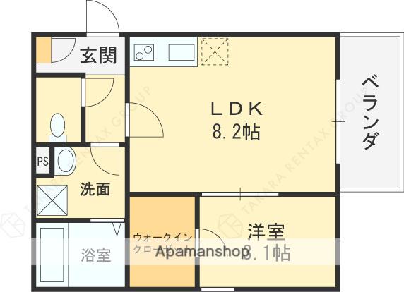 ジーメゾン八尾セレニテ(1LDK/3階)の間取り写真