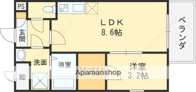 ジーメゾン八尾セレニテ(1LDK/3階)の間取り写真