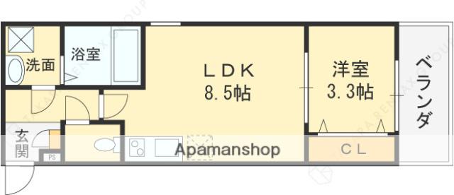 ジーメゾン八尾セレニテ(1LDK/1階)の間取り写真